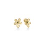 18K Yellow Gold Jasmine Diamond And Green Tourmaline Flower Stud Earrings