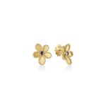 18K Yellow Gold Jasmine Gemstone Flower Stud Earrings