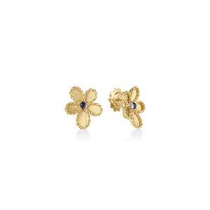 18K Yellow Gold Jasmine Gemstone Flower Stud Earrings