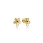 18K Yellow Gold Jasmine Gemstone Flower Stud Earrings
