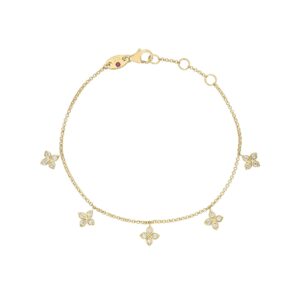 18K Yellow Gold Love In Verona Dangling Flower Station Bracelet
