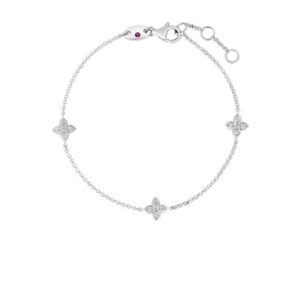 18K White Gold Love In Verona Flower Station Bracelet