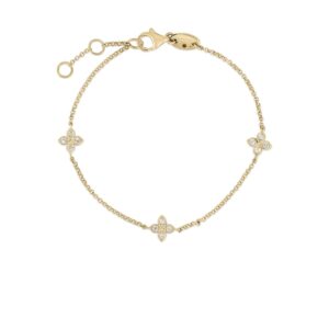 18K Yellow Gold Love In Verona Flower Station Bracelet