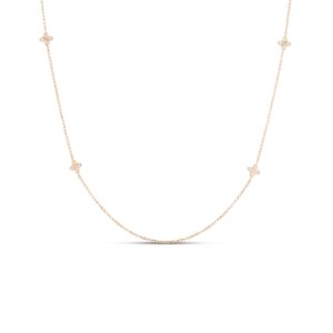 18K Rose Gold Love In Verona 10 Station Flower Long Necklace