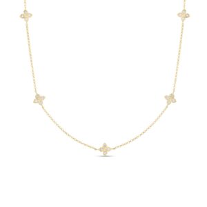 18K Yellow Gold Love In Verona Flower Station Necklace