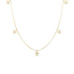 18K Yellow Gold Love In Verona Dangling Five Station Flower Necklace
