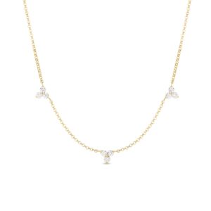 18K Yellow Gold Diamonds By The Inch Flower Station Necklace