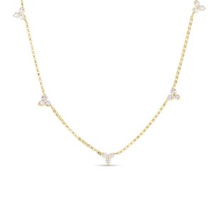 18K Yellow Gold Diamonds By The Inch Flower Station Necklace