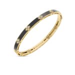 18K Yellow Gold Love In Verona Diamond And Enamel Bangle