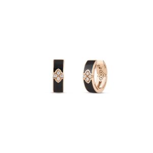 18K Rose Gold Love In Verona Diamond And Enamel Hoop Earrings
