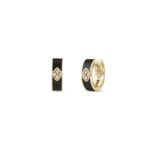 18K Yellow Gold Love In Verona Diamond And Enamel Hoop Earrings