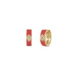 18K Yellow Gold Love In Verona Diamond And Enamel Hoop Earrings
