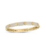 18K Yellow Gold Love In Verona Pavé Diamond And Polished Flower Bangle