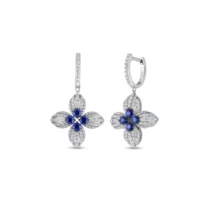 18K White Gold Love In Verona Diamond And Gemstone Flower Drop Earrings
