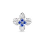 18K White Gold Love In Verona Diamond And Gemstone Flower Ring