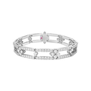 18K White Gold Love In Verona Open Frame Pavé Diamond Bracelet