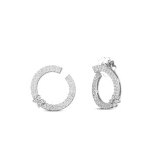 18K White Gold Love In Verona Pavé Diamond Circle Earrings