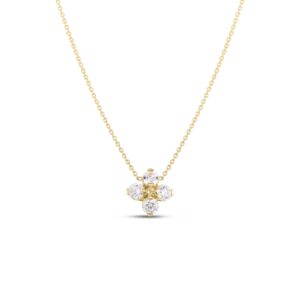 18K Yellow Gold Love In Verona Diamond Flower Necklace