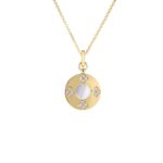 18K Yellow Gold Love In Verona Diamond Flower And Mother Of Pearl Circle Necklace