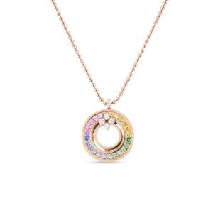 18K Rose Gold Love In Verona Rainbow Medallion Necklace