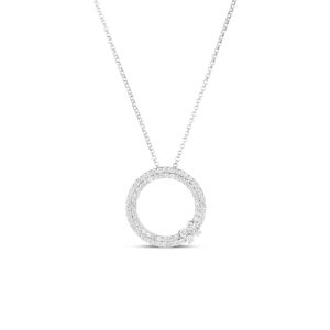 18K White Gold Love In Verona Pavé Diamond Circle Necklace