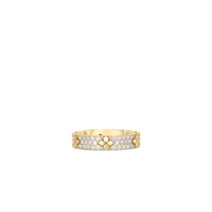 18K Yellow Gold Love In Verona Pavé Diamond And Polished Flower Ring