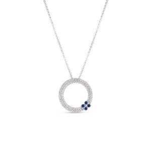 18K White Gold Love In Verona Pavé Diamond And Gemstone Circle Necklace