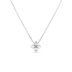 18K White Gold Love In Verona Diamond Flower Necklace