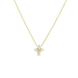 18K Yellow Gold Love In Verona Diamond Flower Necklace