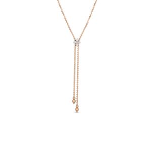 18K Rose Gold Love In Verona Diamond Flower Lariat Necklace