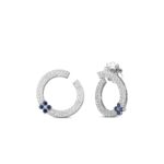 18K White Gold Love In Verona Diamond And Blue Sapphire Circle Earrings