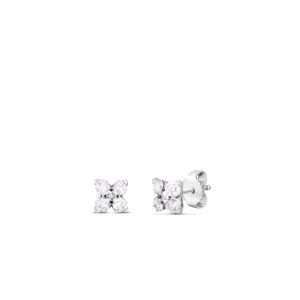 18K White Gold Love In Verona Diamond Flower Stud Earrings
