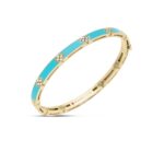 18K Yellow Gold Love In Verona Diamond And Enamel Bangle