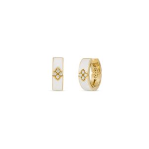 18K Yellow Gold Love In Verona Diamond And Enamel Hoop Earrings