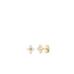 18K Yellow Gold Love In Verona Diamond Flower Stud Earrings