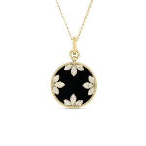 18K Black Jade Venetian Medallions Large Pendant Necklace