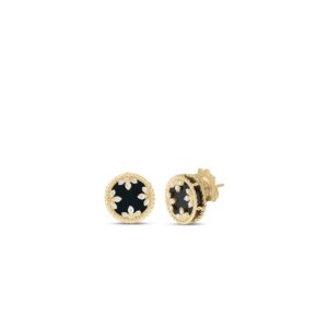 18K Black Jade Venetian Medallions Small Stud Earrings