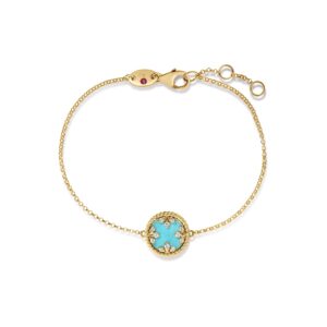 18K Turquoise Venetian Medallions Small Charm Bracelet