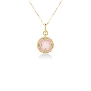 18K Pink Opal Venetian Medallions Medium Pendant Necklace