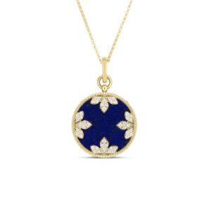 18K Lapis Venetian Medallions Large Pendant Necklace