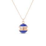 18K Rose Gold Art Deco Mosaic Blue Lapis And Diamond Sphere Long Necklace
