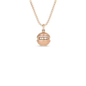 18K Rose Gold Art Deco Mosaic Small Diamond Sphere Necklace