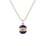 18K Rose Gold Art Deco Mosaic Lapis And Diamond Sphere Necklace