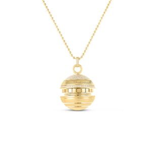 18K Yellow Gold Art Deco Mosaic Diamond Sphere Long Necklace