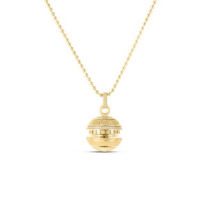 18K Yellow Gold Art Deco Mosaic Diamond Sphere Necklace