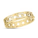 18K Yellow Gold Navarra Alternating Diamond Link Wide Bangle