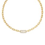 18K Yellow Gold Navarra Single Large Pavé Diamond Link Necklace