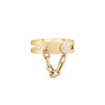 18K Yellow Gold Navarra Pavé Lock With Chain Ring