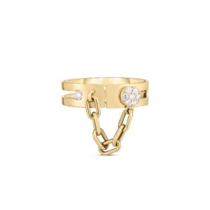 18K Yellow Gold Navarra Pavé Lock With Chain Ring