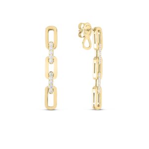 18K Yellow Gold Navarra Diamond Three Link Dangle Earrings